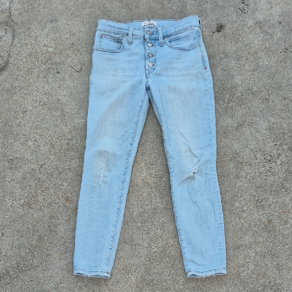 Madewell Stretch Jeans 27 Light Wash High Waist Skinny Distressed